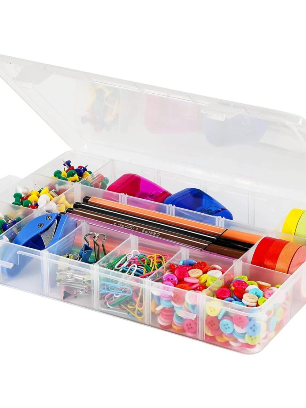 18 Grids Plastic Organizer Box with Dividers, Clear Compartment Container Storag